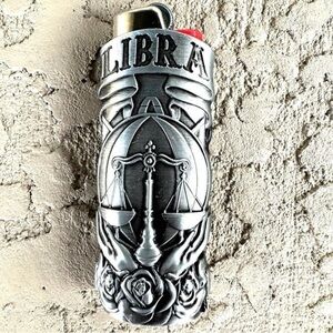 Metal lighter case fits BIC lighter standard size j6 holder zodiac case Libra